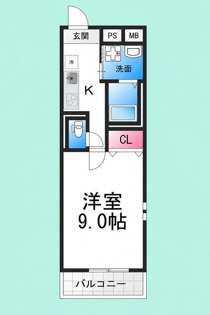 フジパレス湊駅南(1K/1階)の間取り写真