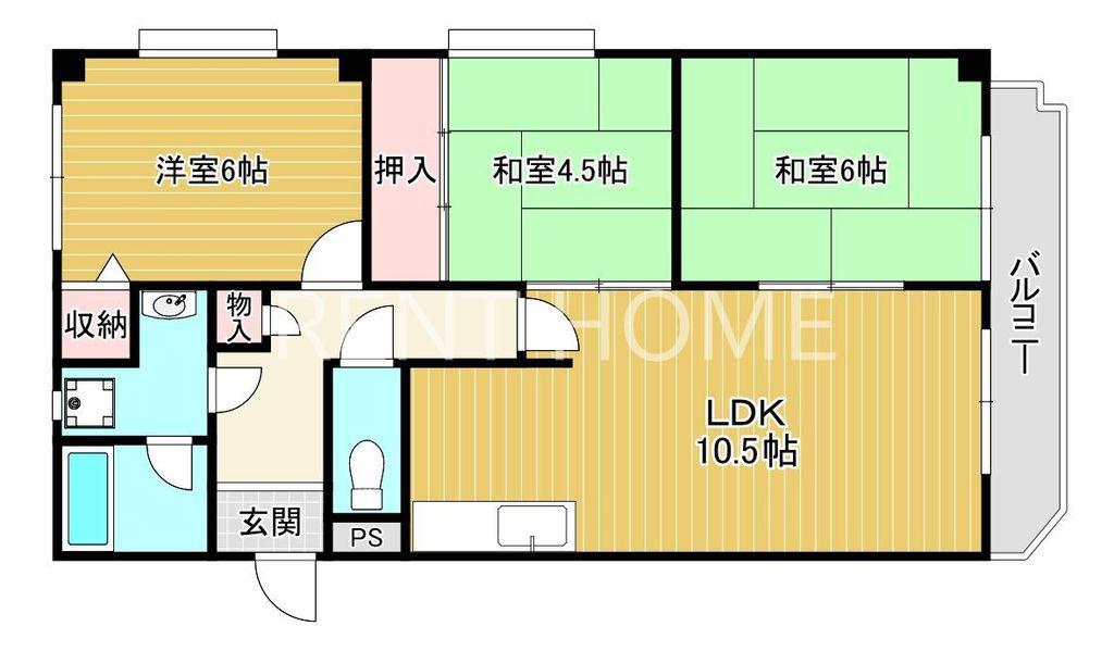 ハイグレード堅下(3LDK/4階)の間取り写真