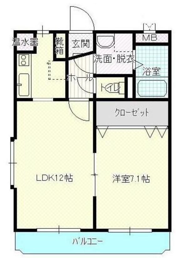 ユーミー伏石(1LDK/2階)の間取り写真