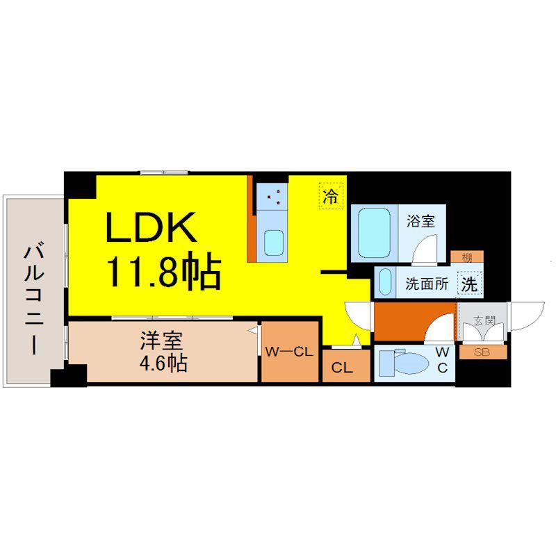 フェリシア恵方(1LDK/1階)の間取り写真