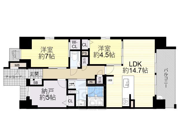 エスリード箕面船場阪大前(2SLDK/3階)の間取り写真