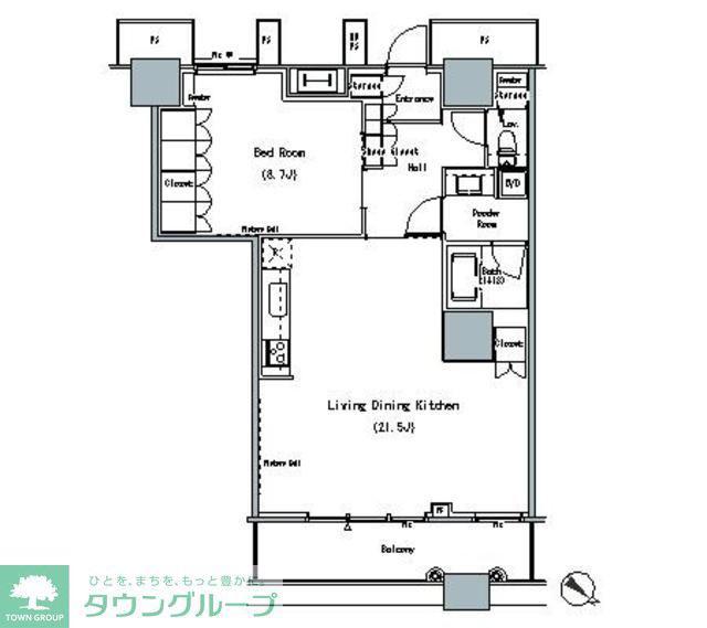 THE TOKYO TOWERS MIDTOWER(1LDK/7階)の間取り写真