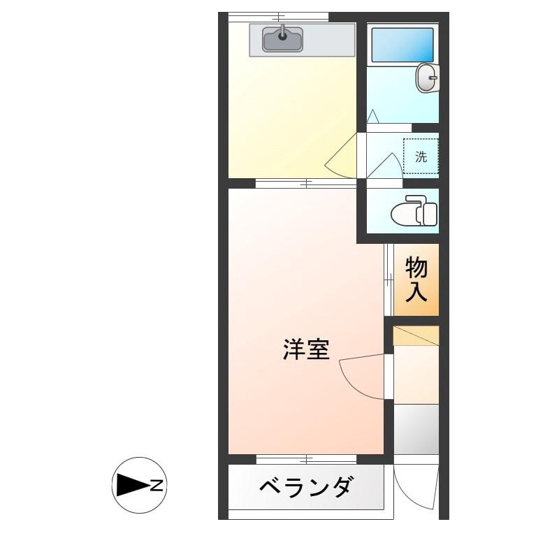 セピックブルー(1K/1階)の間取り写真