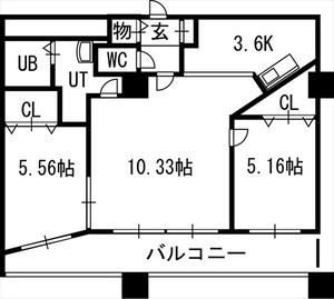 グランカーサ北3条(2LDK/8階)の間取り写真