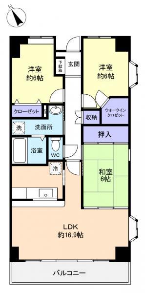 パラシオ(3LDK/4階)の間取り写真