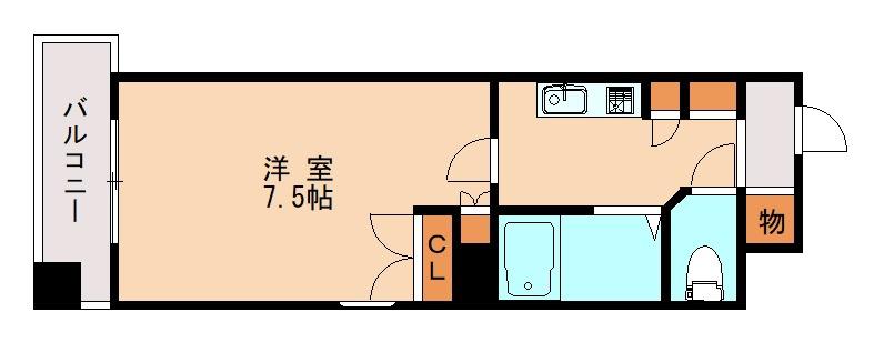 サンセール大橋(1K/2階)の間取り写真