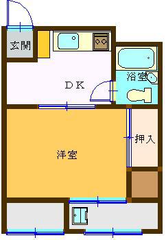 RITZII(1DK/3階)の間取り写真