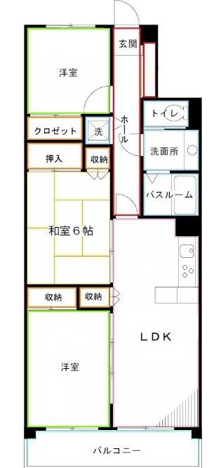 フローラ野崎(3LDK/2階)の間取り写真