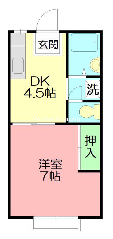 セントネージュ飯山(1DK/2階)の間取り写真