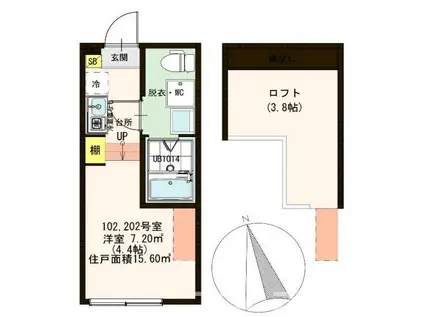 キャタピタルフラワー(ワンルーム/2階)の間取り写真