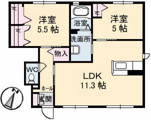 シャーメゾンみどり野 C棟(2LDK/1階)の間取り写真