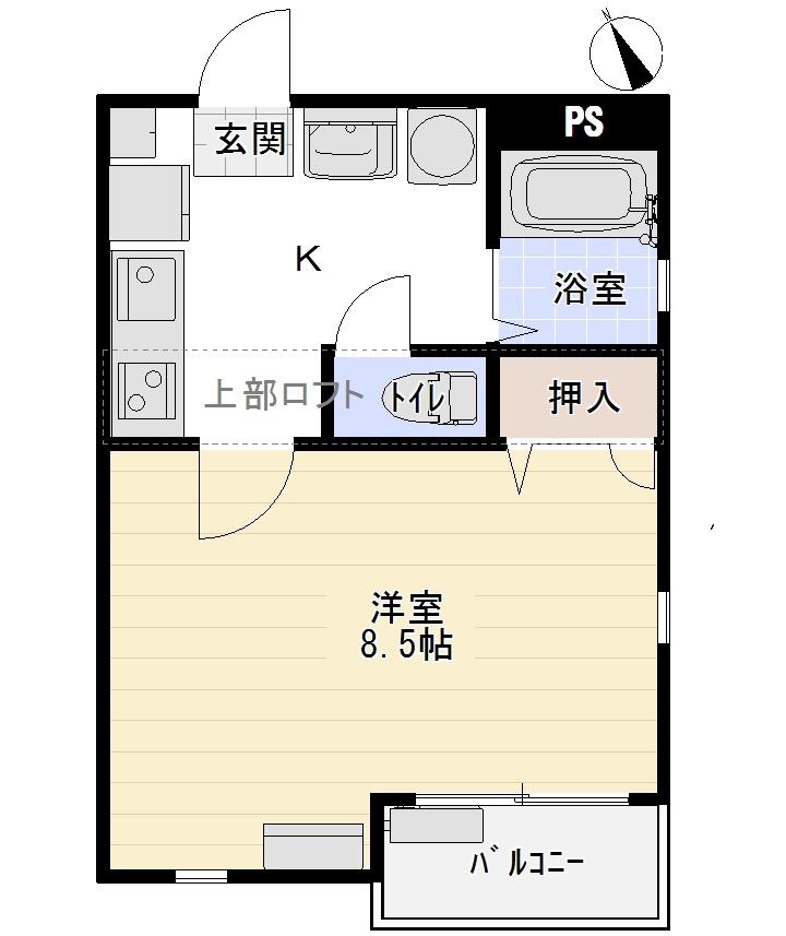 TAKEYARIハイツ II(1K/1階)の間取り写真
