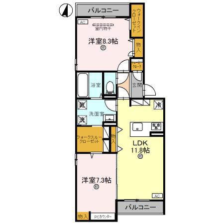 D-ROOM和歌山黒田(2LDK/2階)の間取り写真
