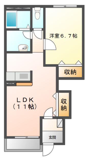 コンフォース鳩山(1LDK/1階)の間取り写真