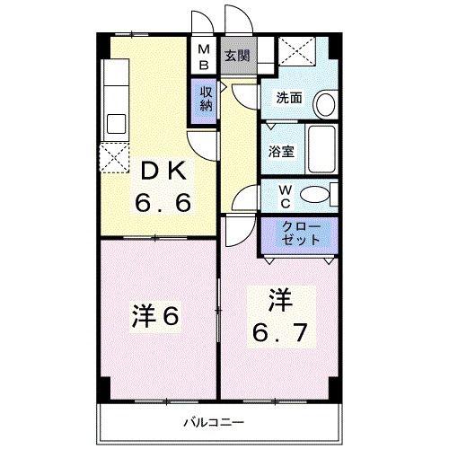 ソレイユ・T(2DK/2階)の間取り写真