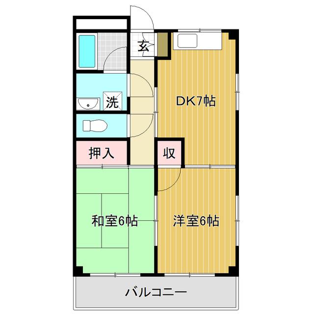 中山ハイツ(2DK/2階)の間取り写真
