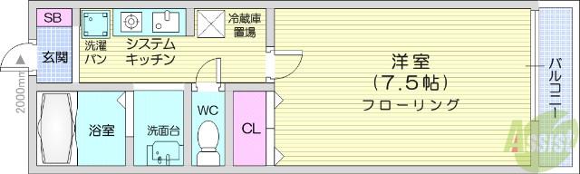 メゾンパークみずほ台(1K/2階)の間取り写真