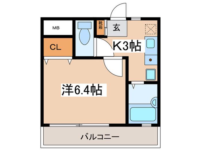 WIN湘南台(1K/3階)の間取り写真