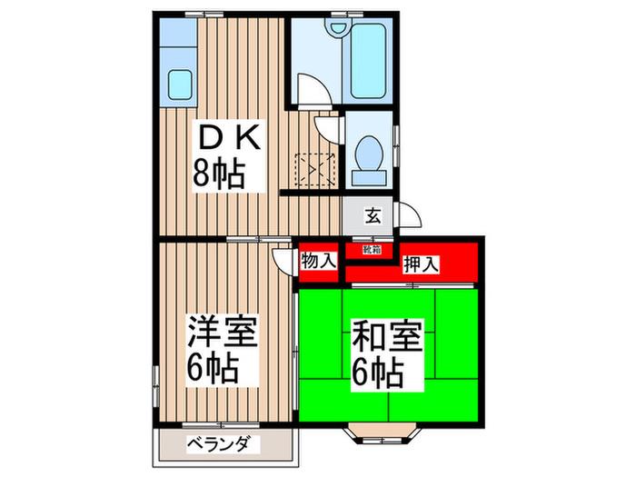 エリタージュ(2DK/2階)の間取り写真