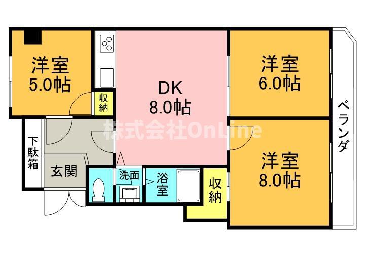 ヴェール上小阪(3DK/2階)の間取り写真