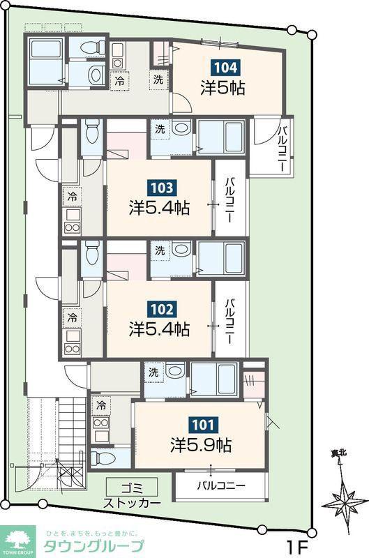 MELDIAかしわ台(1K/1階)の間取り写真