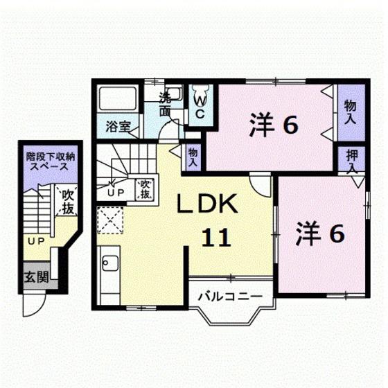 ラ・ティェラ(2LDK/2階)の間取り写真