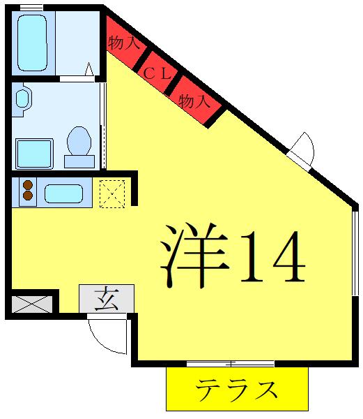 QUARTET(ワンルーム/1階)の間取り写真