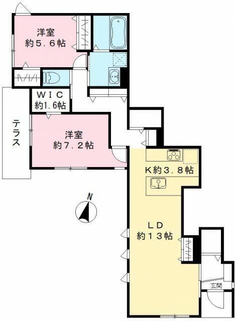テラス312(2LDK/1階)の間取り写真