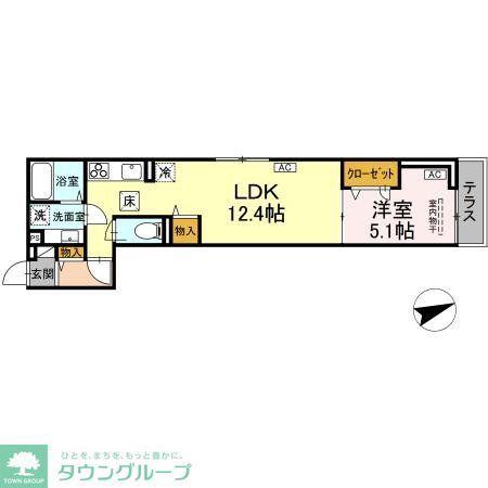 D-ROOM八幡町(1LDK/1階)の間取り写真