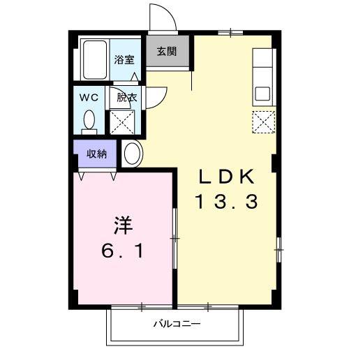 ウインディーヒルズB(1LDK/1階)の間取り写真