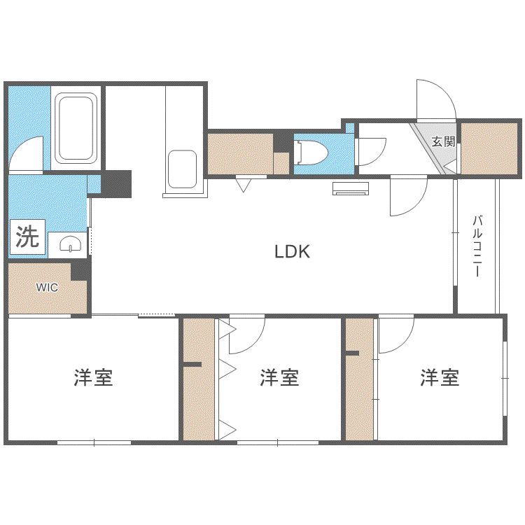 ASTER S14(3LDK/1階)の間取り写真