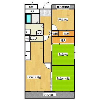 ノイハウス宝塚(3LDK/3階)の間取り写真