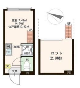 ハーモニーテラス本町III(ワンルーム/2階)の間取り写真
