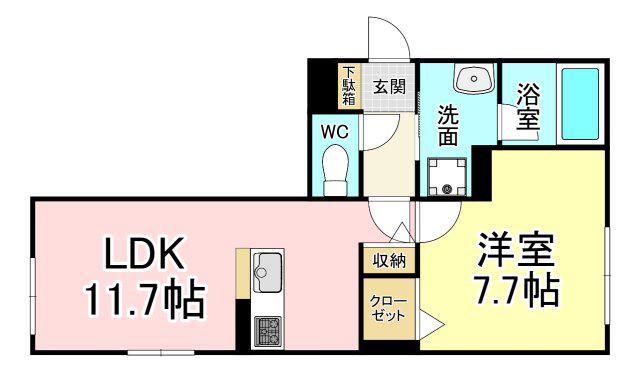 CASA HOTEI(1LDK/1階)の間取り写真
