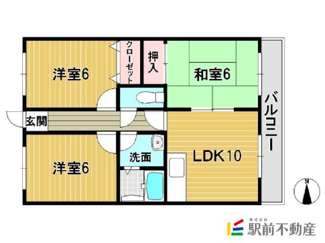 LEGATO荒尾(3LDK/3階)の間取り写真