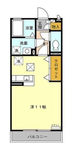 ルフラン(ワンルーム/1階)の間取り写真