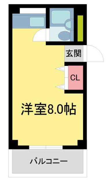 クレセント小林(ワンルーム/2階)の間取り写真