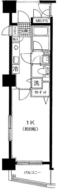 レジェンド西日暮里第2(1K/8階)の間取り写真