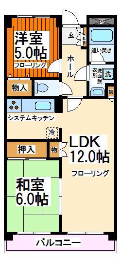 サンファミリー烏山 当社管理物件(2LDK/2階)の間取り写真