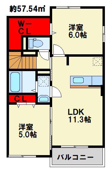 コスモス A(2LDK/2階)の間取り写真