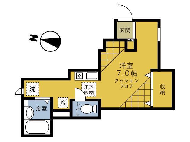 HAYATE用賀(ワンルーム/1階)の間取り写真