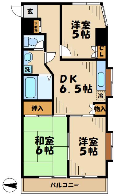 オークハイツ多摩(3DK/3階)の間取り写真