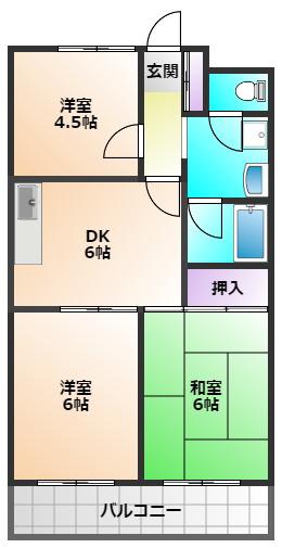 ドミール88(3DK/1階)の間取り写真
