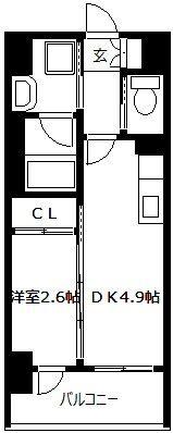MODERN PALAZZO 警固(1DK/8階)の間取り写真