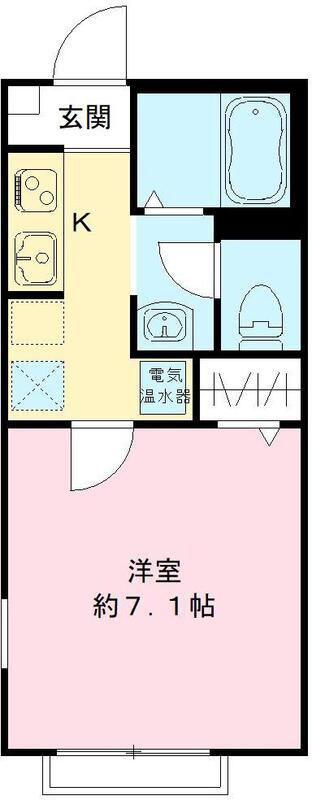 アンソレイユ世田谷(1K/2階)の間取り写真