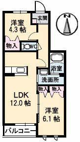リブメゾン南方(2LDK/2階)の間取り写真