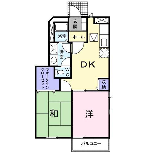ジョイフル作の口(2DK/1階)の間取り写真
