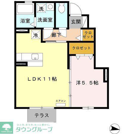 ヴェルドミールC(1LDK/1階)の間取り写真