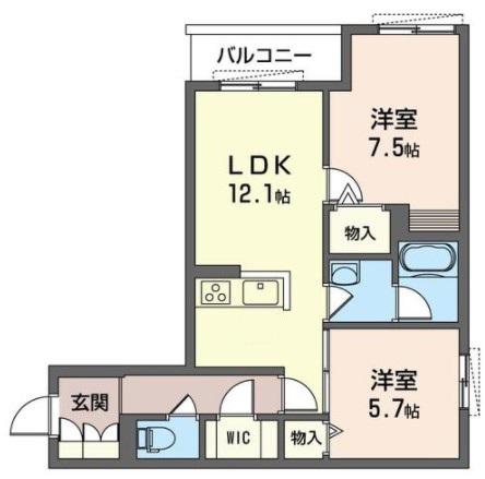 フローラ ケイプ(2LDK/2階)の間取り写真