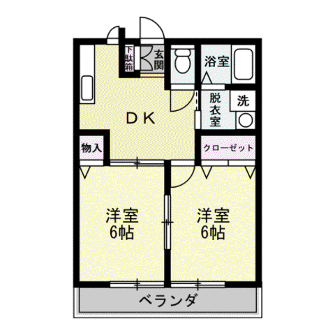 ミドリハイム A(2DK/2階)の間取り写真